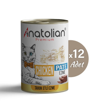 Anatolian Premium tavuklu ezme yetişkin kedi konservesi 12x400 gr